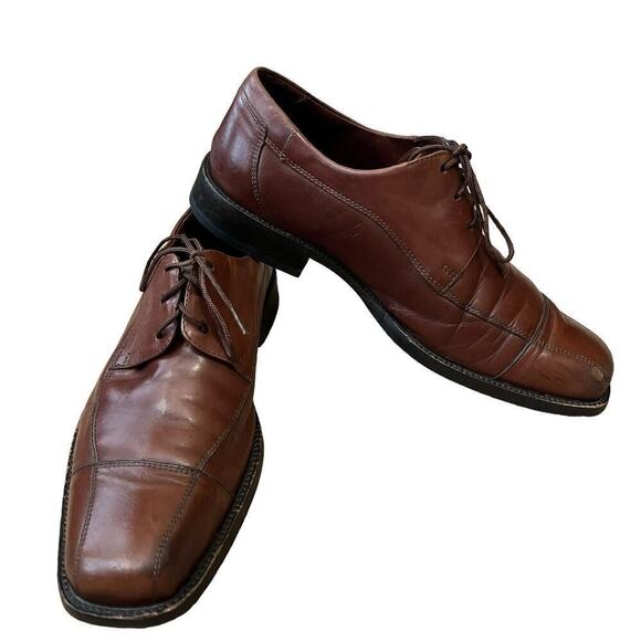 Johnston & Murphy Men’s Leather Cap Toe Oxfords Dress Shoes Tan Size 8.5 - Picture 2 of 12